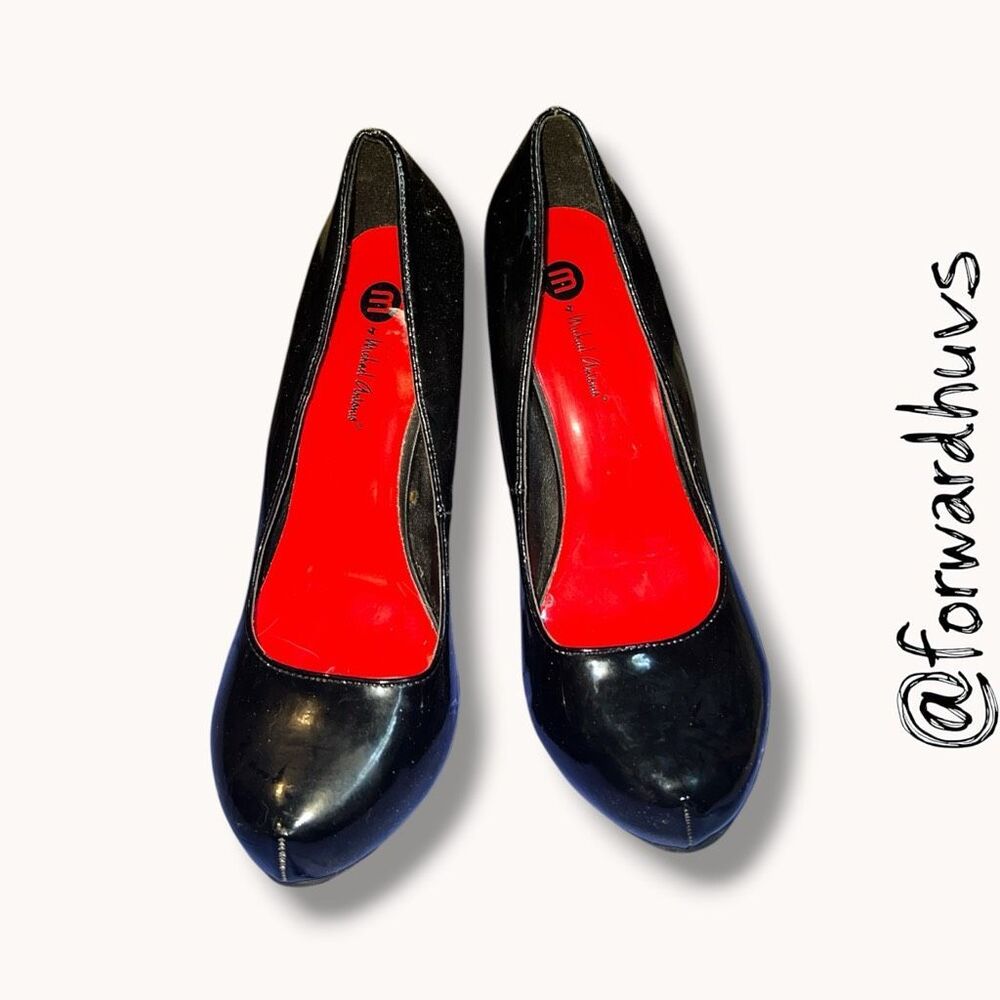 Michael Antonio Patent Platform Stiletto Pumps Black Size 8.5